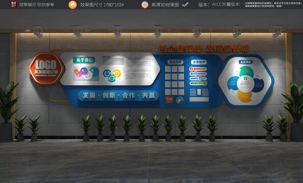 简约商务企业宣传文化墙