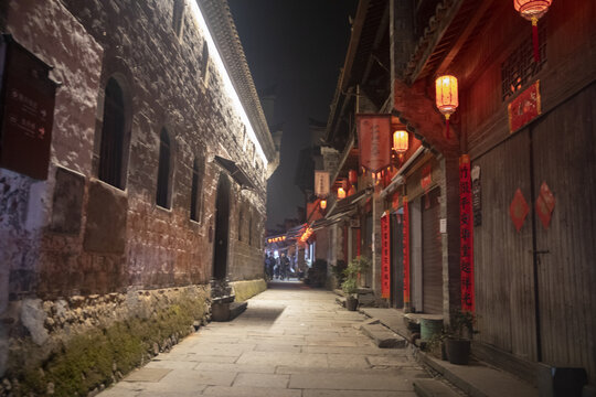 徽派建筑夜景