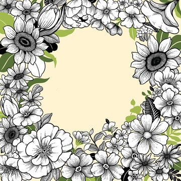 线描花卉装饰插画