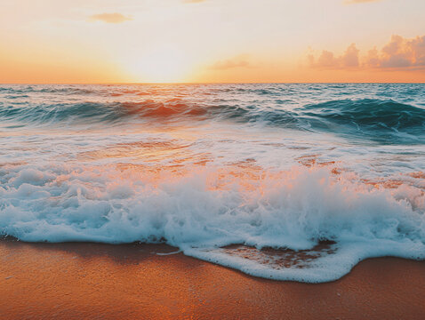 海浪浪花日出日落