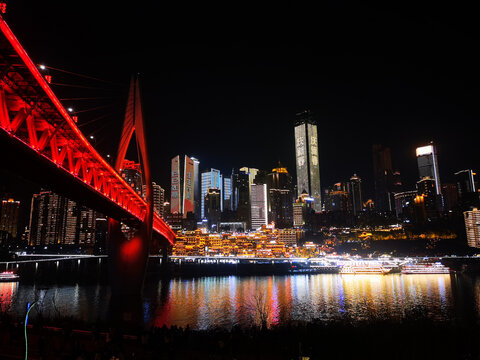 重庆千厮门大桥夜景