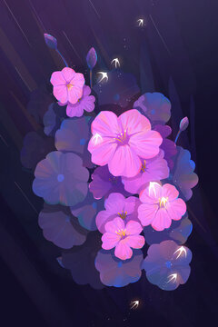 手绘扁平风格紫色花卉插画海报