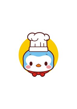 卡通可爱小企鹅厨师头像矢量图