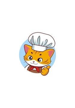 卡通可爱小猫厨师头像矢量图