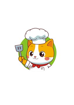 卡通可爱小猫厨师头像矢量图