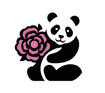 熊猫花朵元素矢量图案插画设计