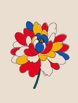 牡丹花插画分层素材eps格式装饰画