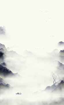 极简禅意水墨画