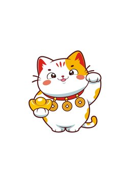卡通可爱招财猫IP形象矢量图