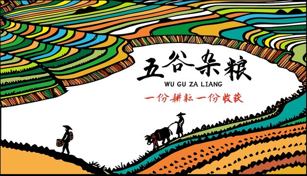 五谷杂粮包装插画