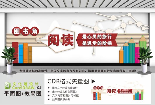 图书室图书角文化墙