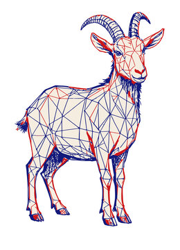 山羊几何线条装饰画插画分层素材eps格式