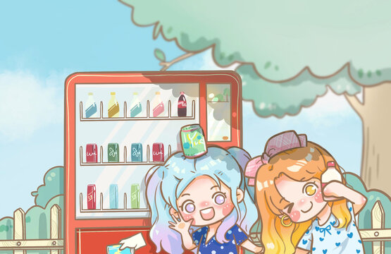 插画夏天的汽水