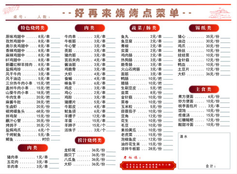 菜单单面