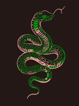 蛇图案分层素材矢量插画eps格式纹身图案
