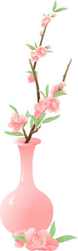 春天桃花樱花节气矢量插画