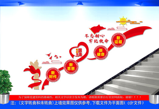 不忘初心牢记使命党建楼梯文化墙