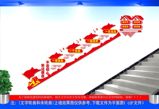 党员活动室楼梯文化墙