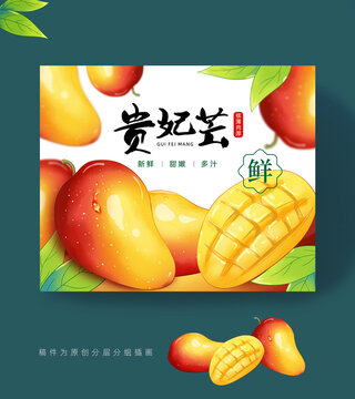 贵妃芒插画包装