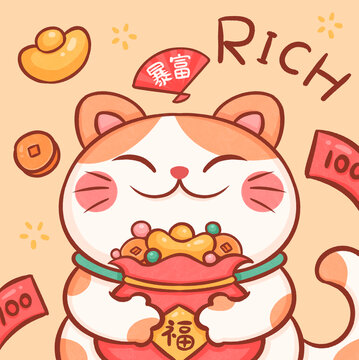 卡通招财猫图案