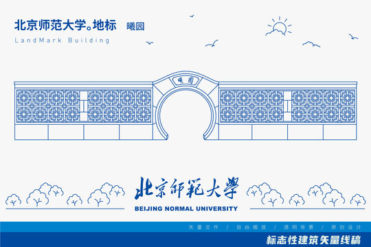 北京师范大学曦园线稿