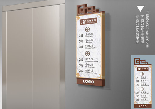 中式仿大理石楼层索引牌