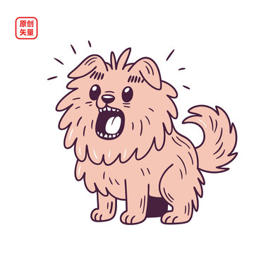 矢量插图动物萌宠吠叫小狗