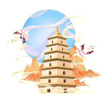 西安大雁塔旅游透明素材