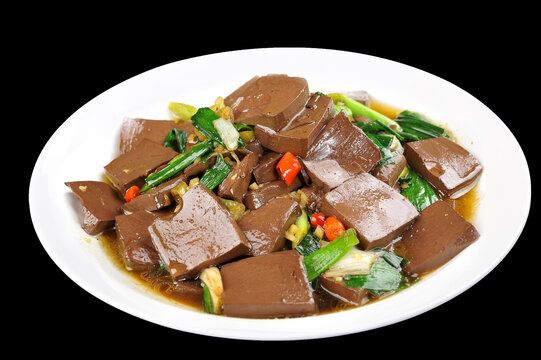 家常炒鸭血