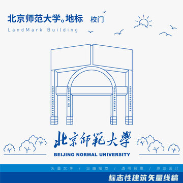 北京师范大学校门线稿