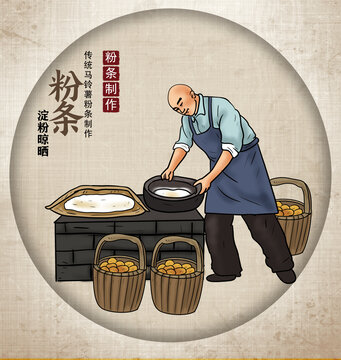 粉条制作淀粉晾晒