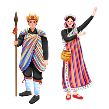 五十六个民族之独龙族少年少女插画元素