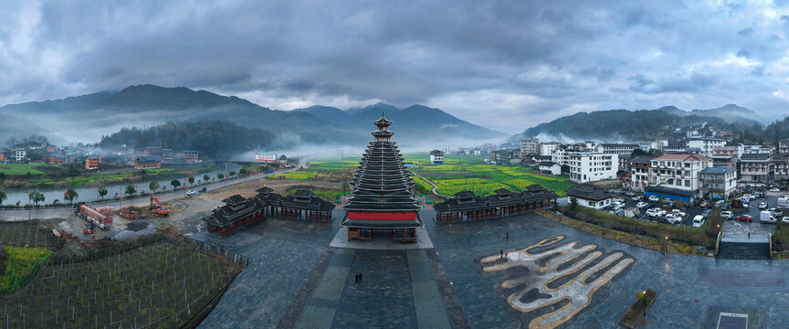 广西桂林龙胜县平等镇乡村全景