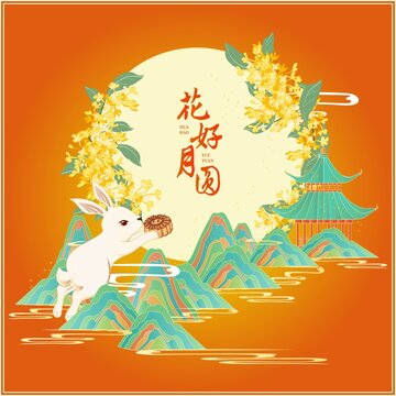 中秋月饼包装插画
