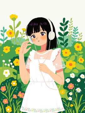 女孩手绘商业插画