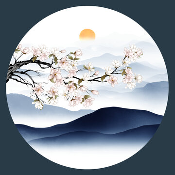 玉兰花山水