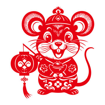 鼠年卡通生肖剪纸