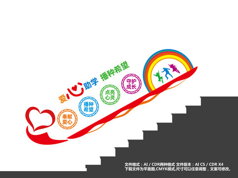 爱心助学楼梯宣传墙
