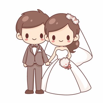手绘新郎新娘