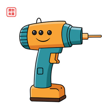 矢量插图电器手工电钻
