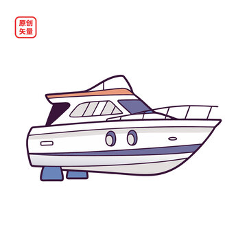 矢量插图交通工具游艇