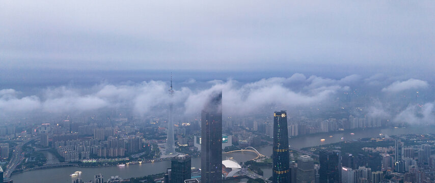 广州城市平流雾云雾云海