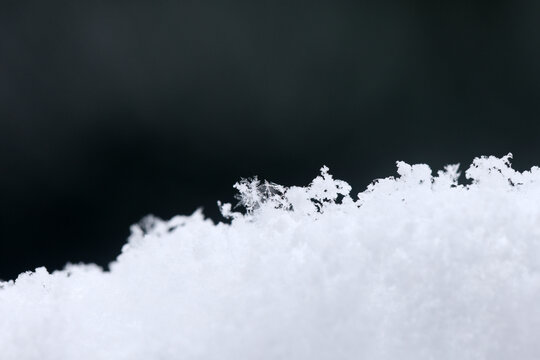 冬天自然雪花堆积特写