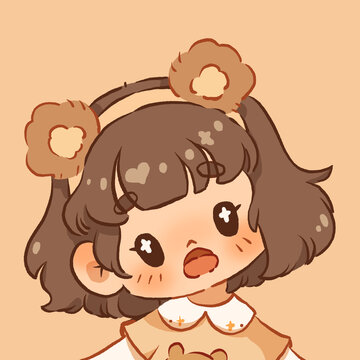 可爱卡通女孩手绘插画