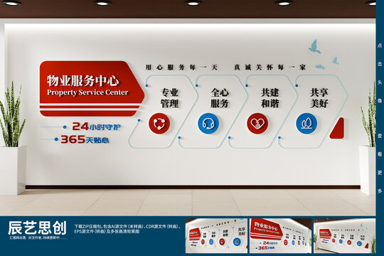 红色社区建设物业服务中心背景墙