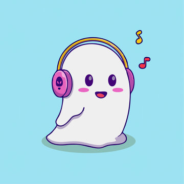 可爱音乐小精灵灵魂鬼魂通Q版儿童插画