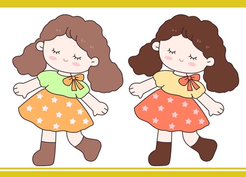 可爱卡通小女孩彩色画