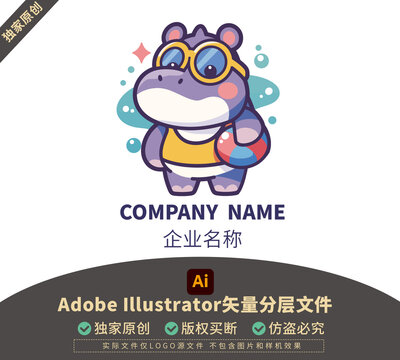 吉祥物动物商铺LOGO卡通矢量标志包装