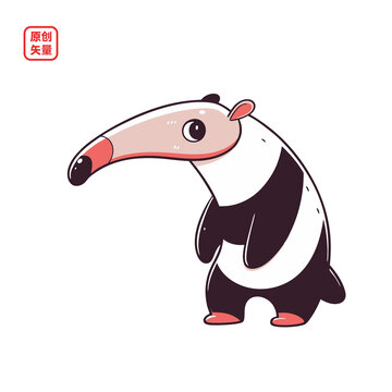 矢量插图动物卡通食蚁兽