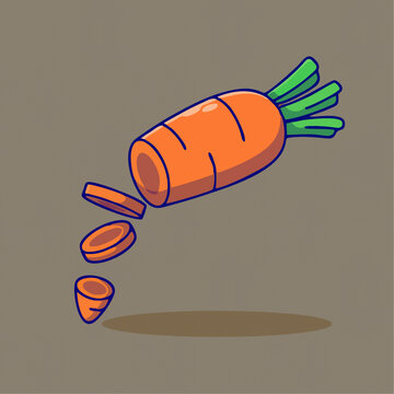 切片掉落的胡萝卜卡通Q版儿童插画